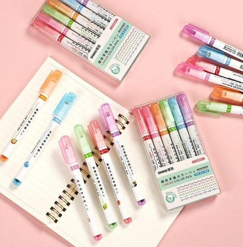 Pack of 6 – Linear Roller Design Color Pens Add color, style, and smooth writing to your day!