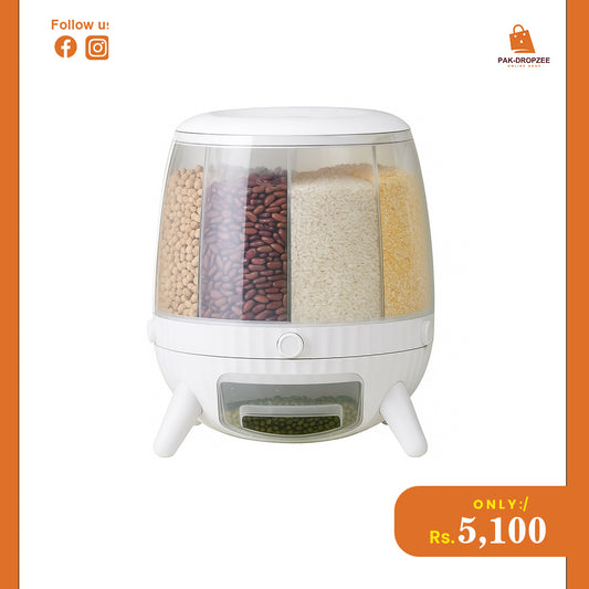 Stylish Rotating Cereal Dispenser – 10Kg Large Capacity | Kitchen Storage Box