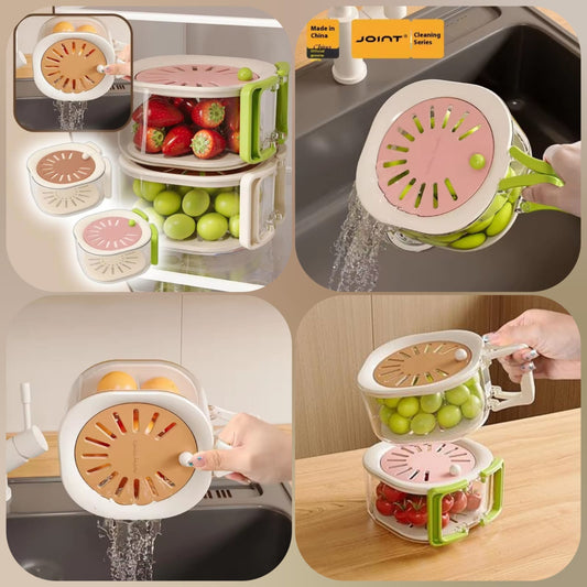 Acrylic Fruit Drainer Basket | Transparent Colander for Fruits, Vegetables & Pasta