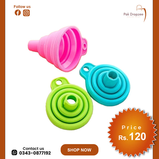Pack of 2 - Foldable & Collapsible Silicone Funnels