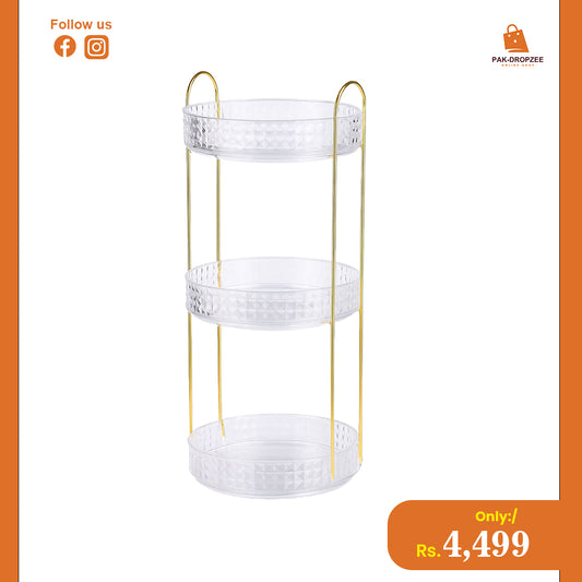 3-Layer Rotating Cosmetic Organizer Rack | 360° Makeup & Skincare Storage Box