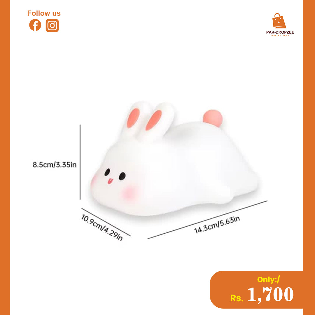 Silicone Rabbit Lamp | USB Rechargeable LED Night Light for Kids & Bedroom