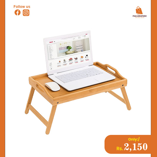Bamboo Bed Tray | Foldable Serving Tray for Breakfast, Snacks & Laptop Use