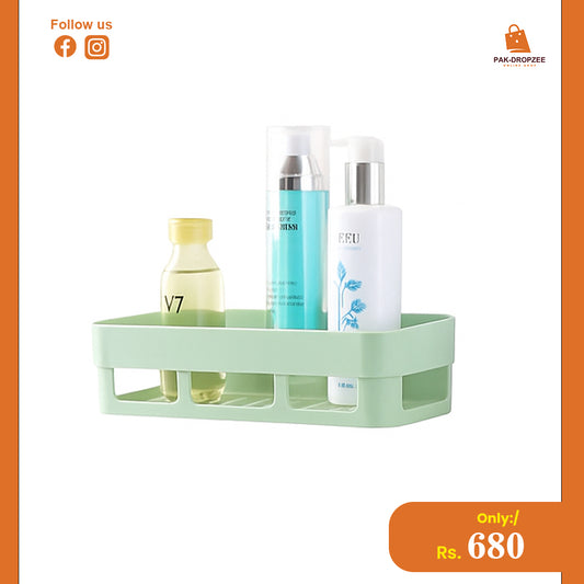 Self-Adhesive Wall Shelf | Plastic Storage Rack for Bathroom, Kitchen & Bedroom