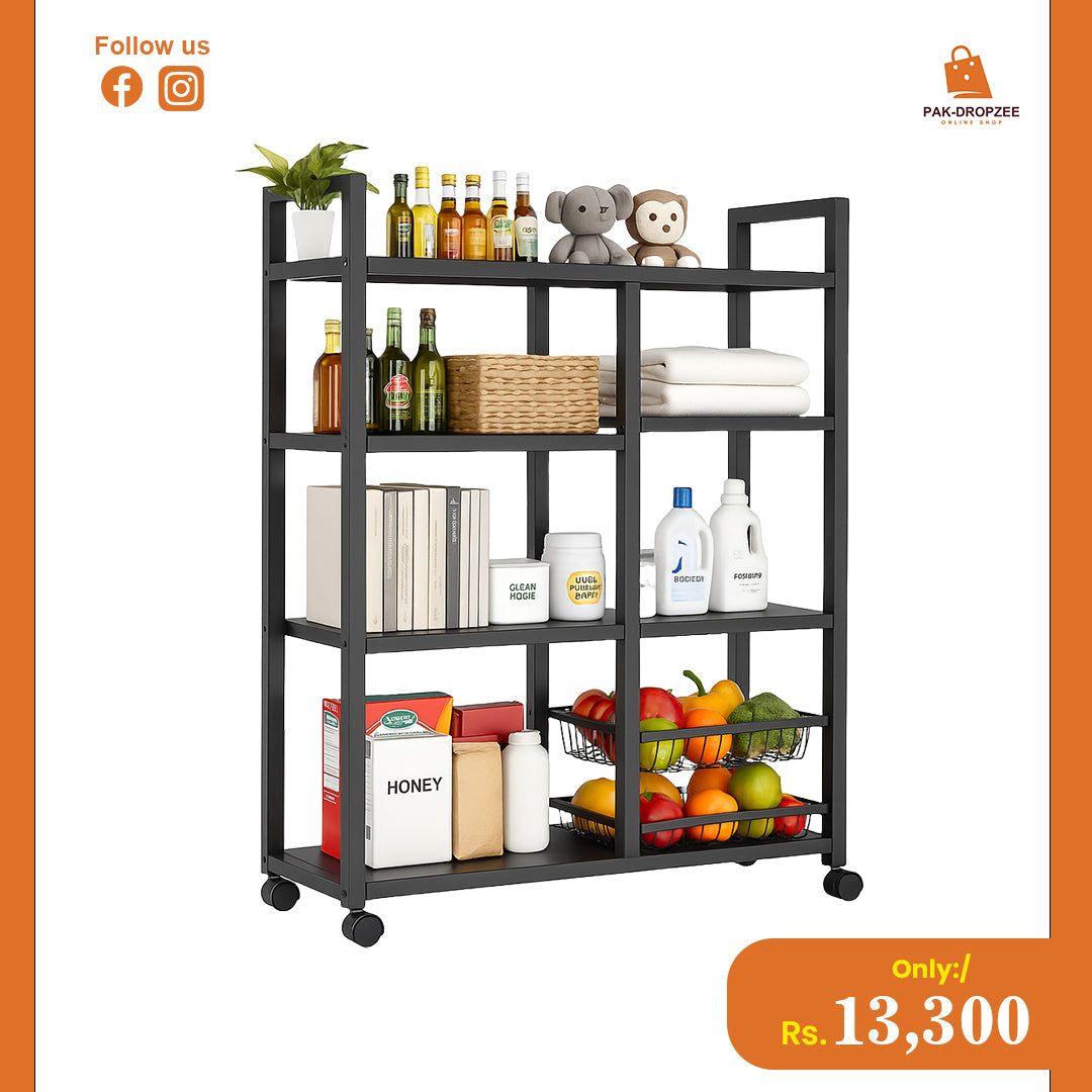Multifunctional Storage Rack with Wheels | Rolling Kitchen & Household Organizer