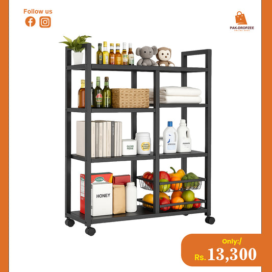 Multifunctional Storage Rack with Wheels | Rolling Kitchen & Household Organizer